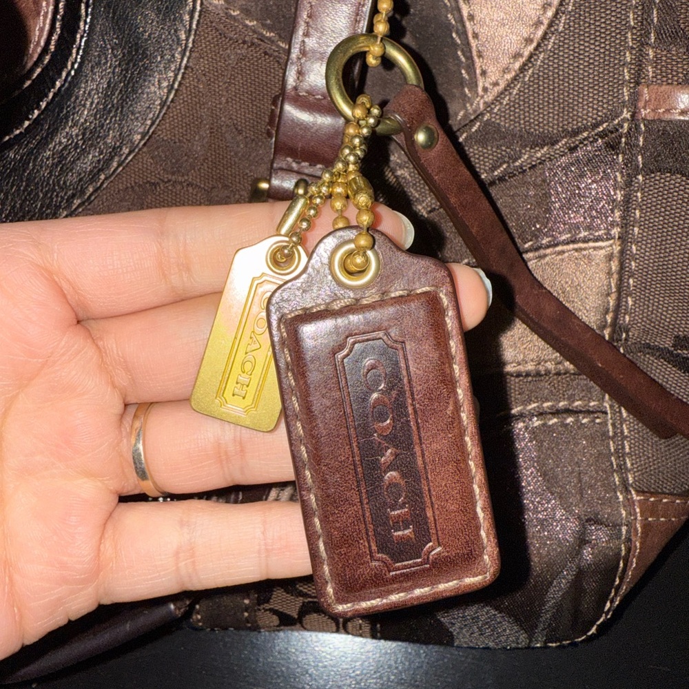 Coach Brown Metallic Patchwork Shoulder Tote - image 2